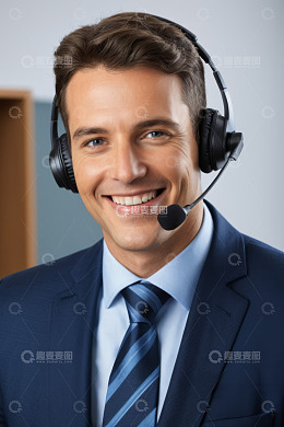 戴耳机微笑的商务男士肖像