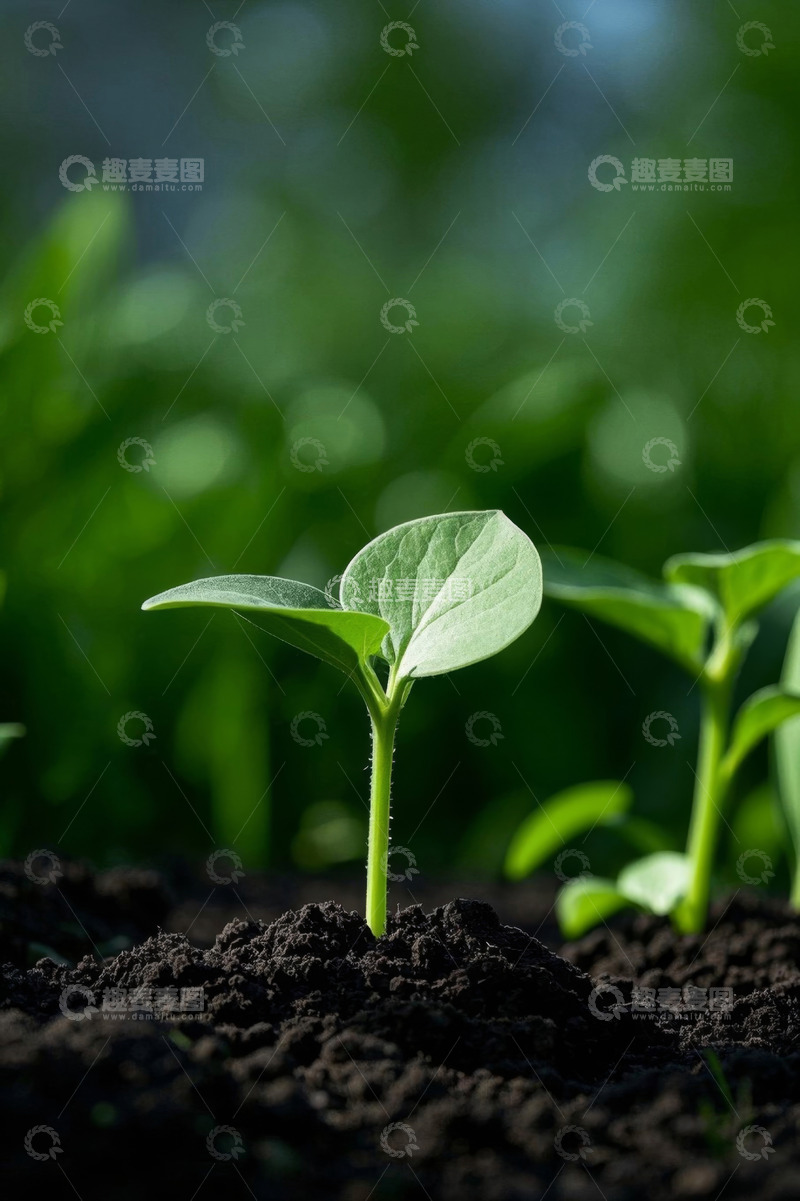 高清大图下载【趣麦麦图】破土而出的嫩绿植物幼苗