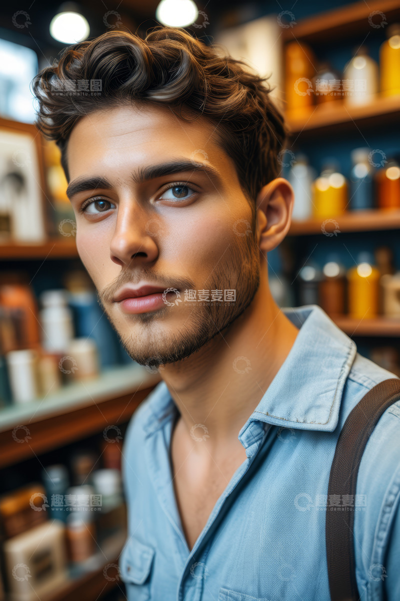高清大图下载【趣麦麦图】年轻男子肖像特写