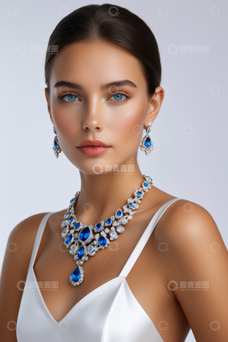 高清大图下载【趣麦麦图】佩戴珠宝首饰的女性肖像