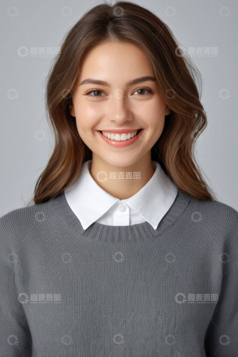 高清大图下载【趣麦麦图】微笑女子半身肖像