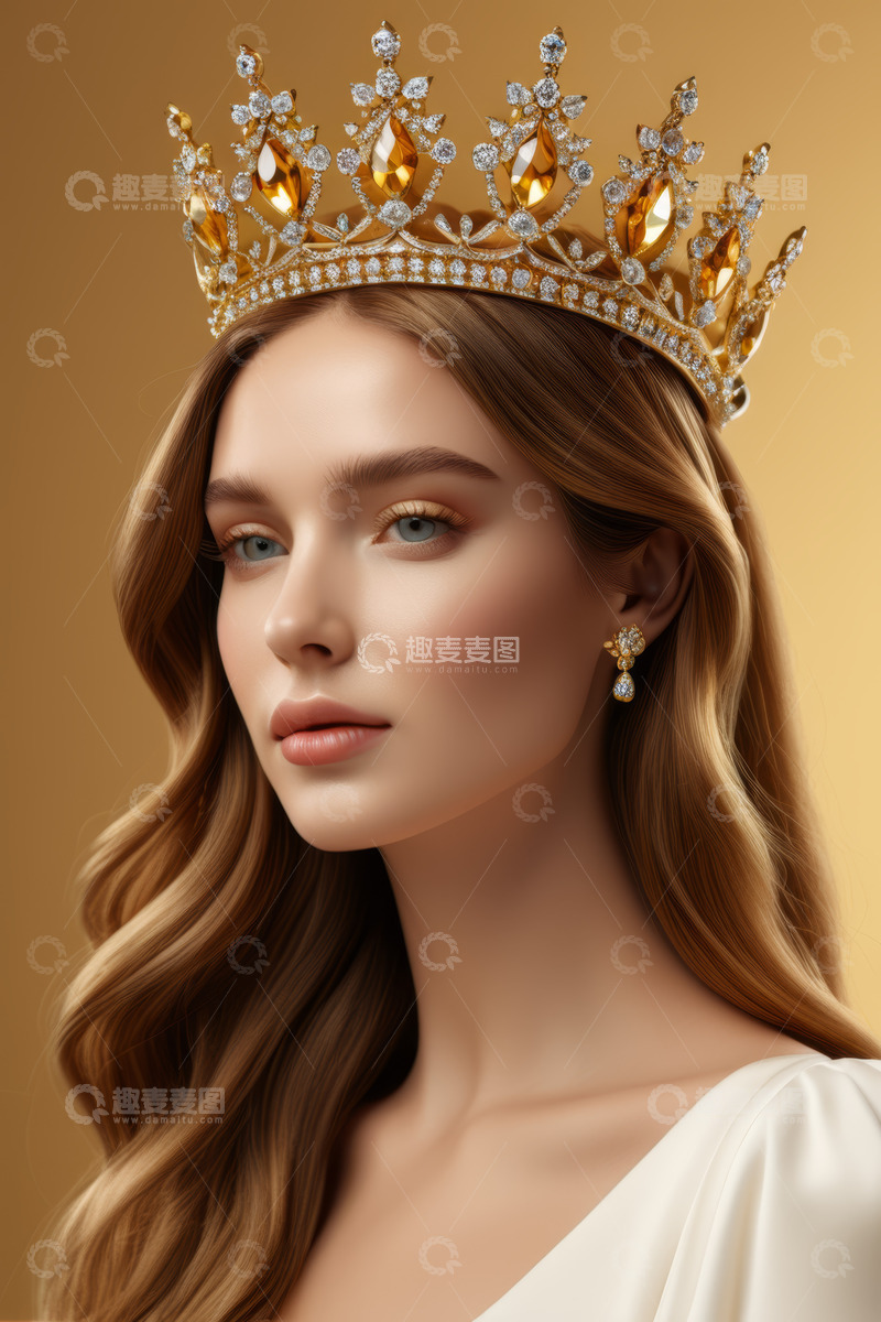 高清大图下载【趣麦麦图】佩戴皇冠的女性肖像