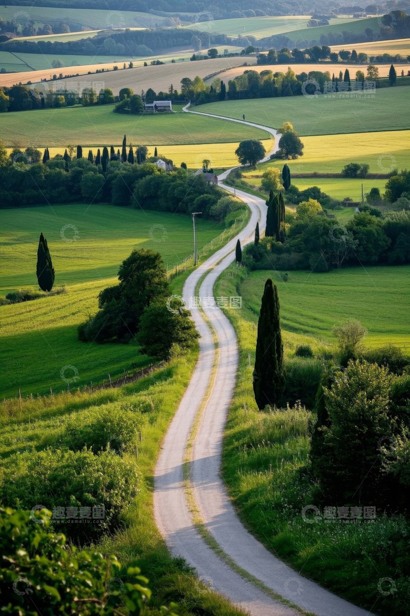 高清大图下载【趣麦麦图】田园间蜿蜒小路自然风光