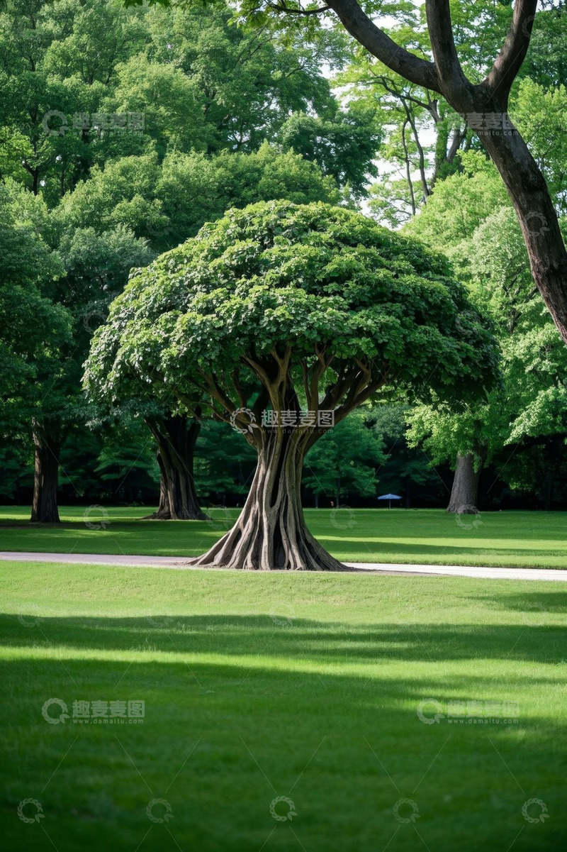高清大图下载【趣麦麦图】公园内造型独特的大树景观