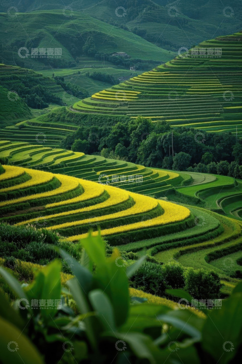 高清大图下载【趣麦麦图】户外绿色梯田自然风光