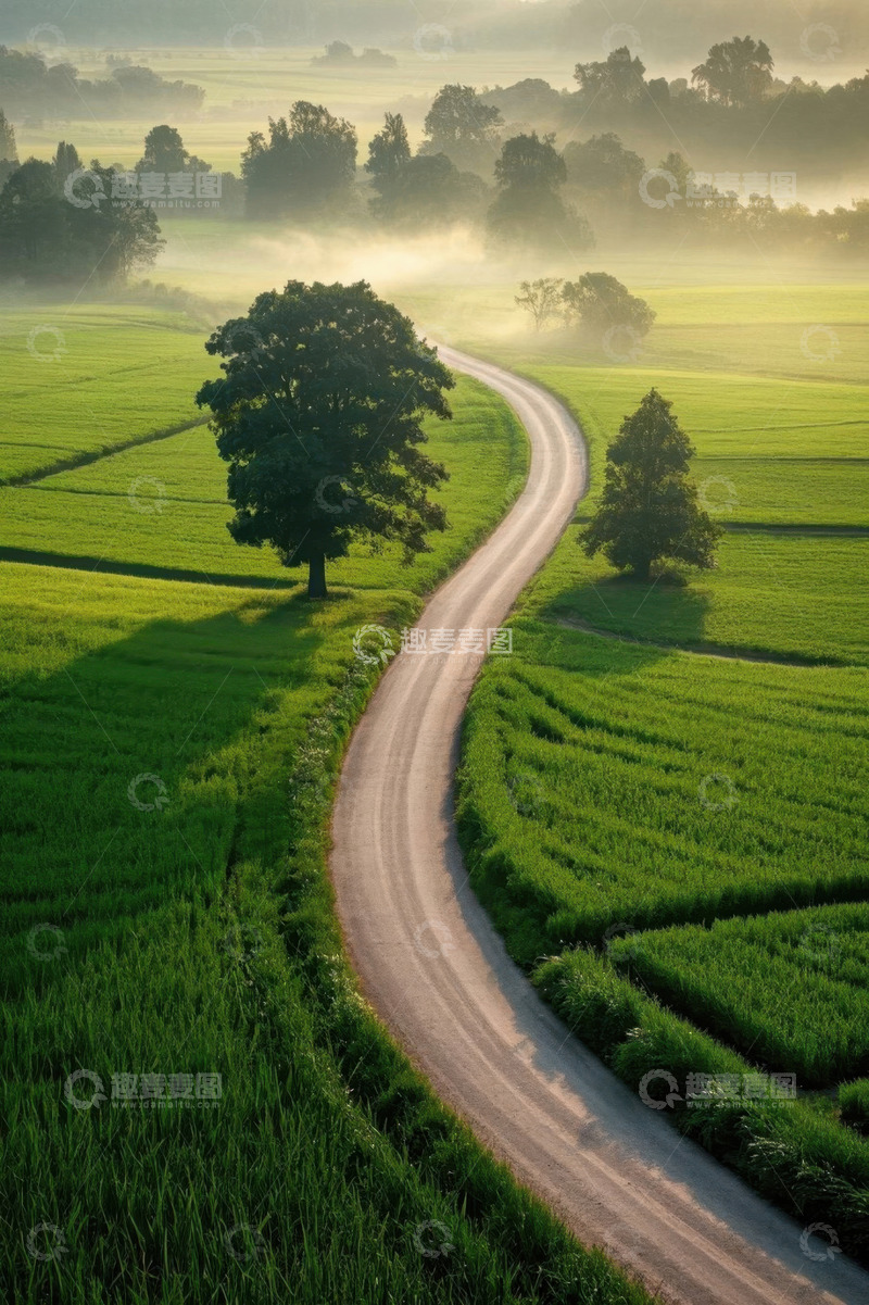 高清大图下载【趣麦麦图】田野间蜿蜒小路自然风光