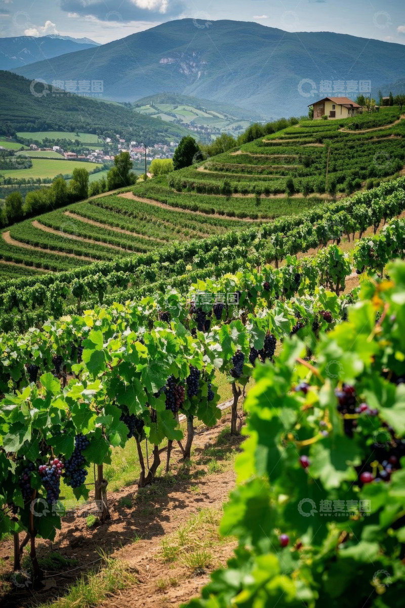 高清大图下载【趣麦麦图】山坡上的葡萄园田园景观