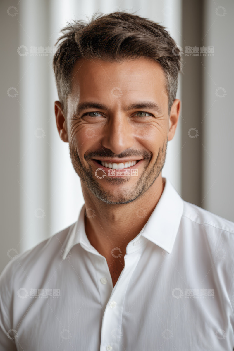 高清大图下载【趣麦麦图】微笑男士半身肖像