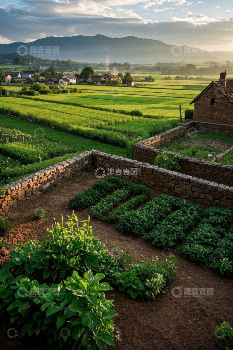 高清大图下载【趣麦麦图】田园乡村农田与菜园景观