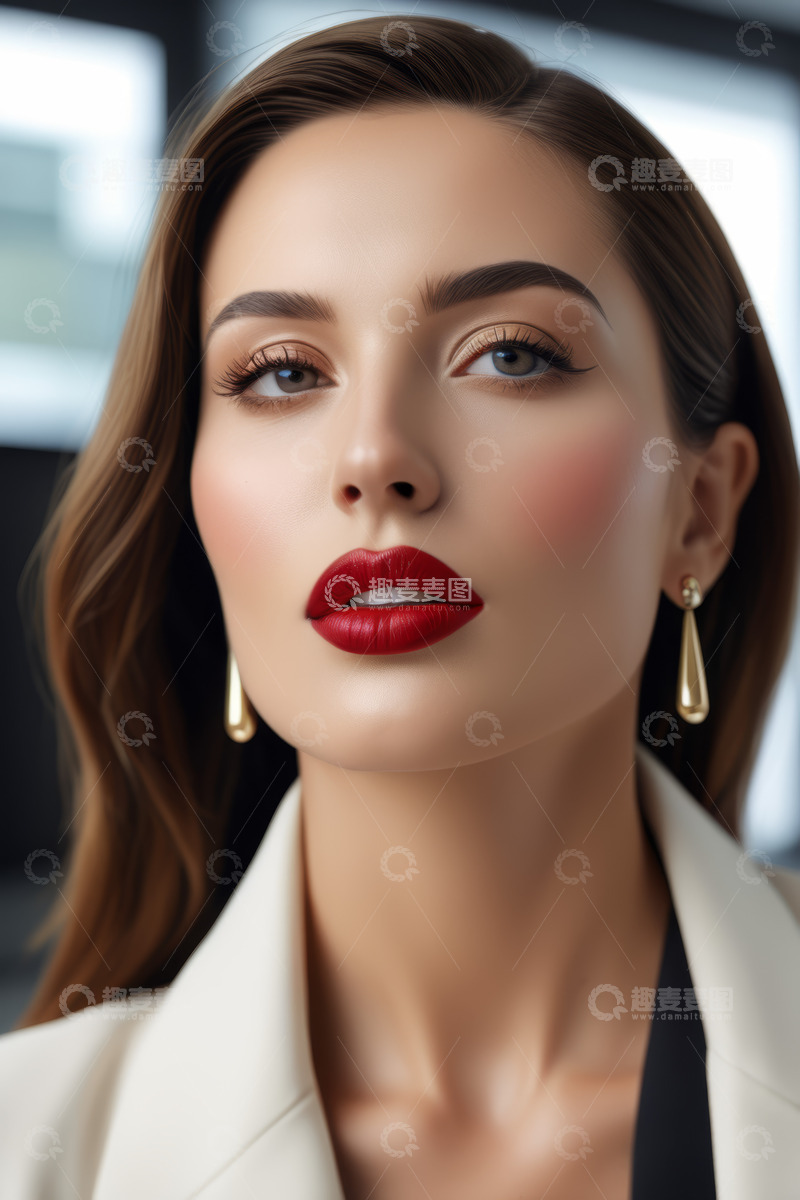 高清大图下载【趣麦麦图】职业女性精致妆容特写
