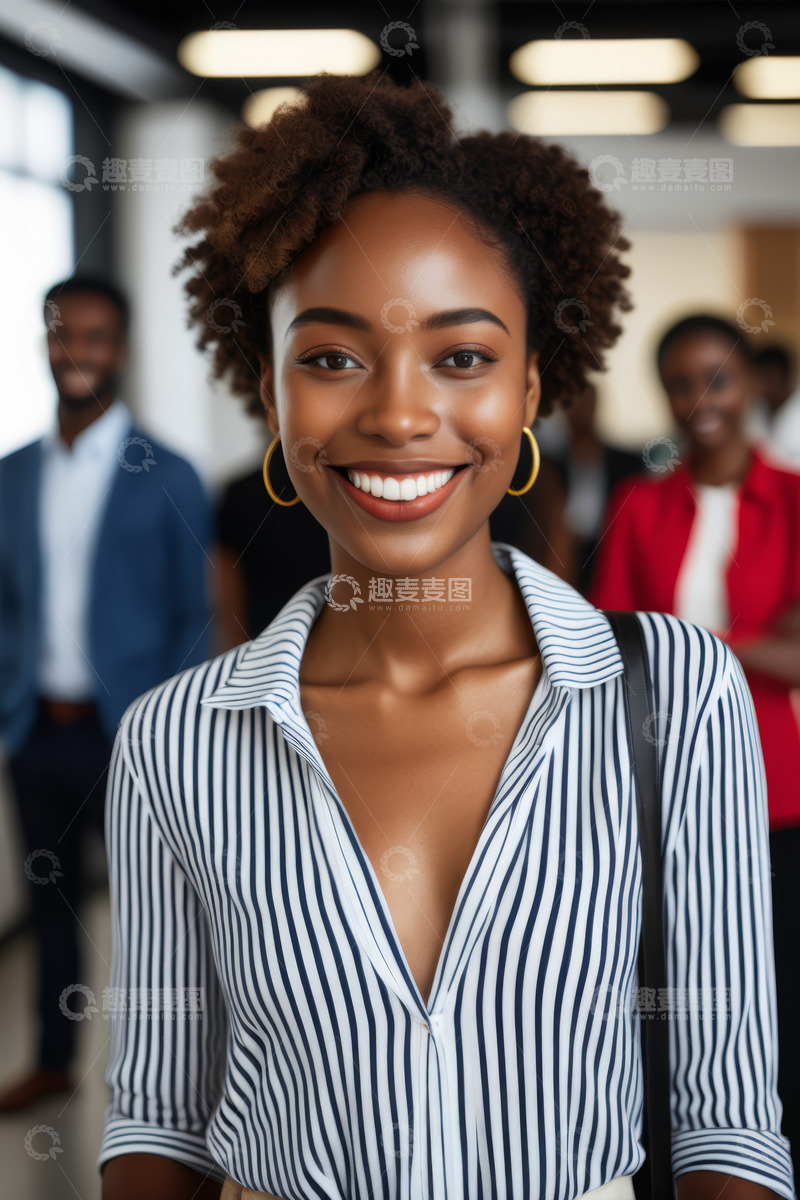 高清大图下载【趣麦麦图】微笑非洲裔女性办公室肖像