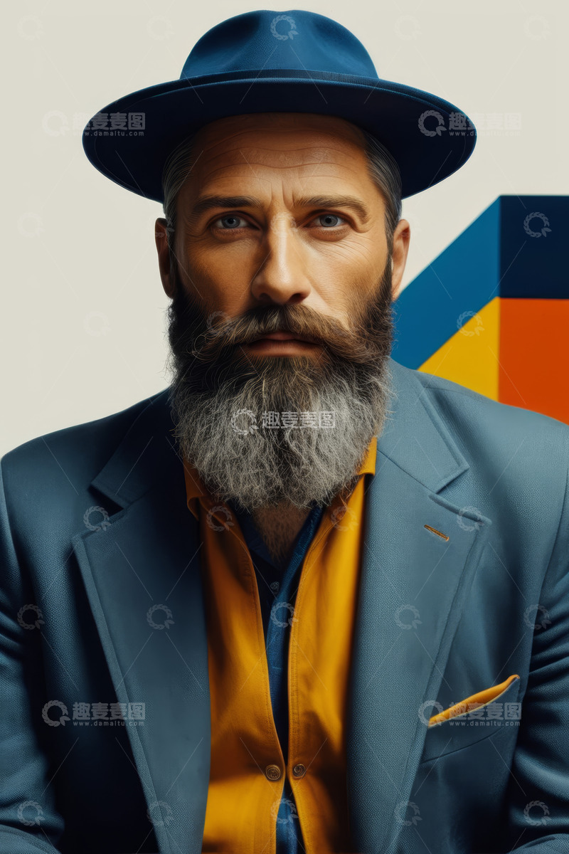 高清大图下载【趣麦麦图】戴帽留胡须的男士肖像
