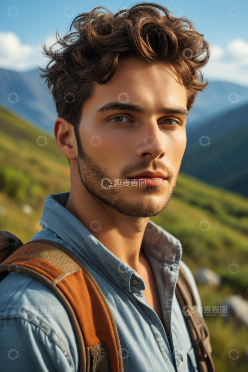 高清大图下载【趣麦麦图】户外背包男子人物肖像