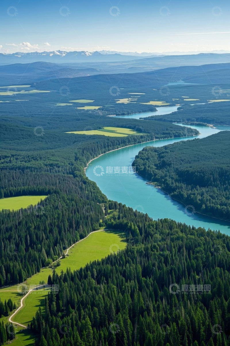 高清大图下载【趣麦麦图】河流森林自然风光鸟瞰