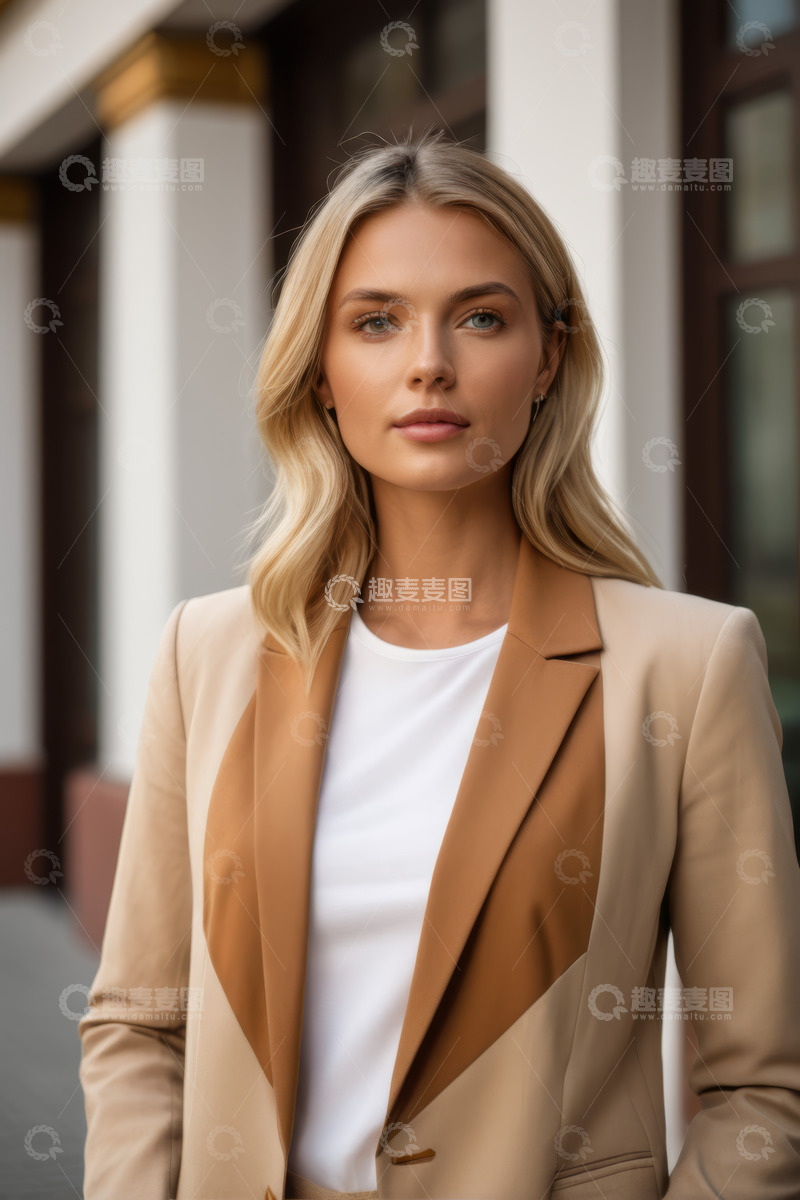 高清大图下载【趣麦麦图】户外金发职业女性肖像