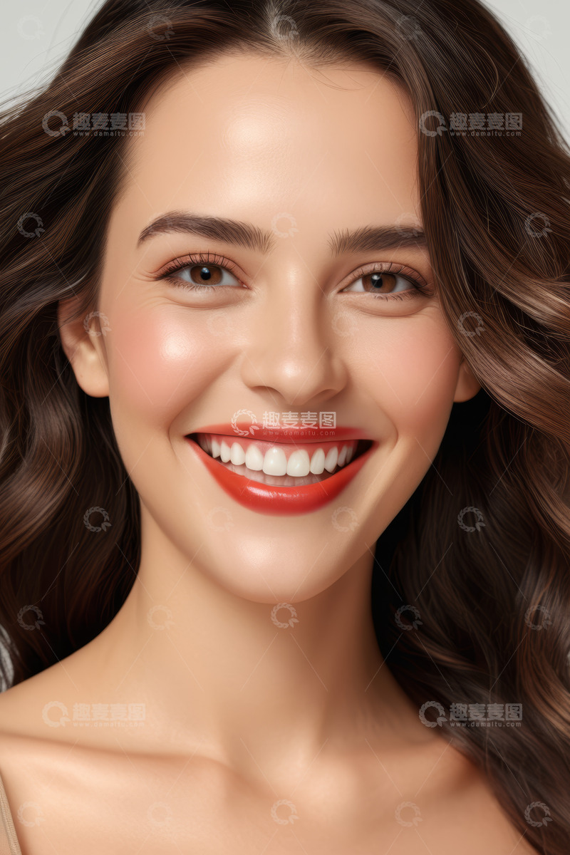高清大图下载【趣麦麦图】微笑美丽女性肖像素材