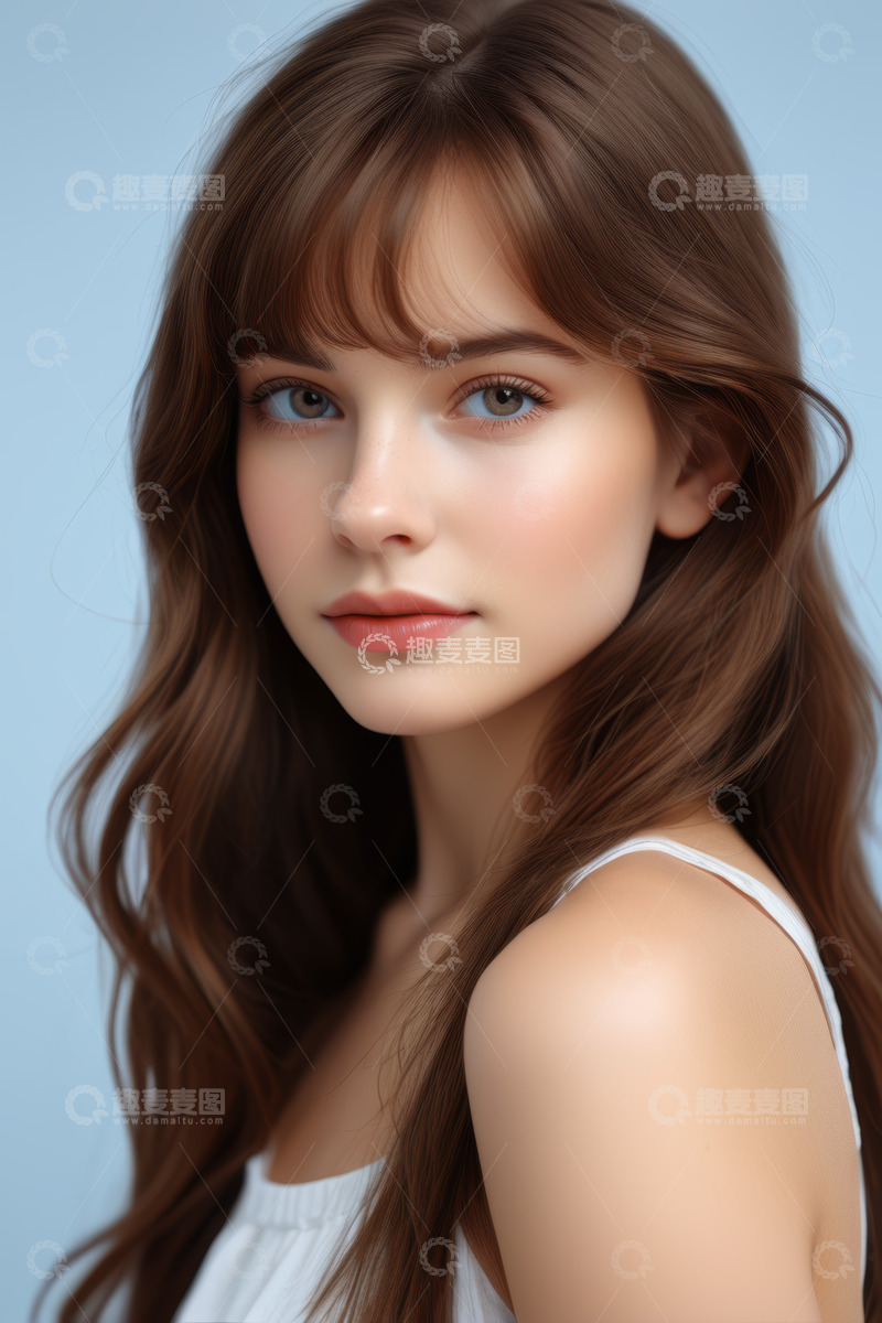 高清大图下载【趣麦麦图】长发女子半身人像特写