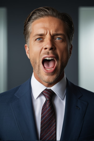 穿西装男人张嘴表情特写