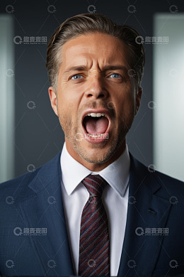穿西装男人张嘴表情特写