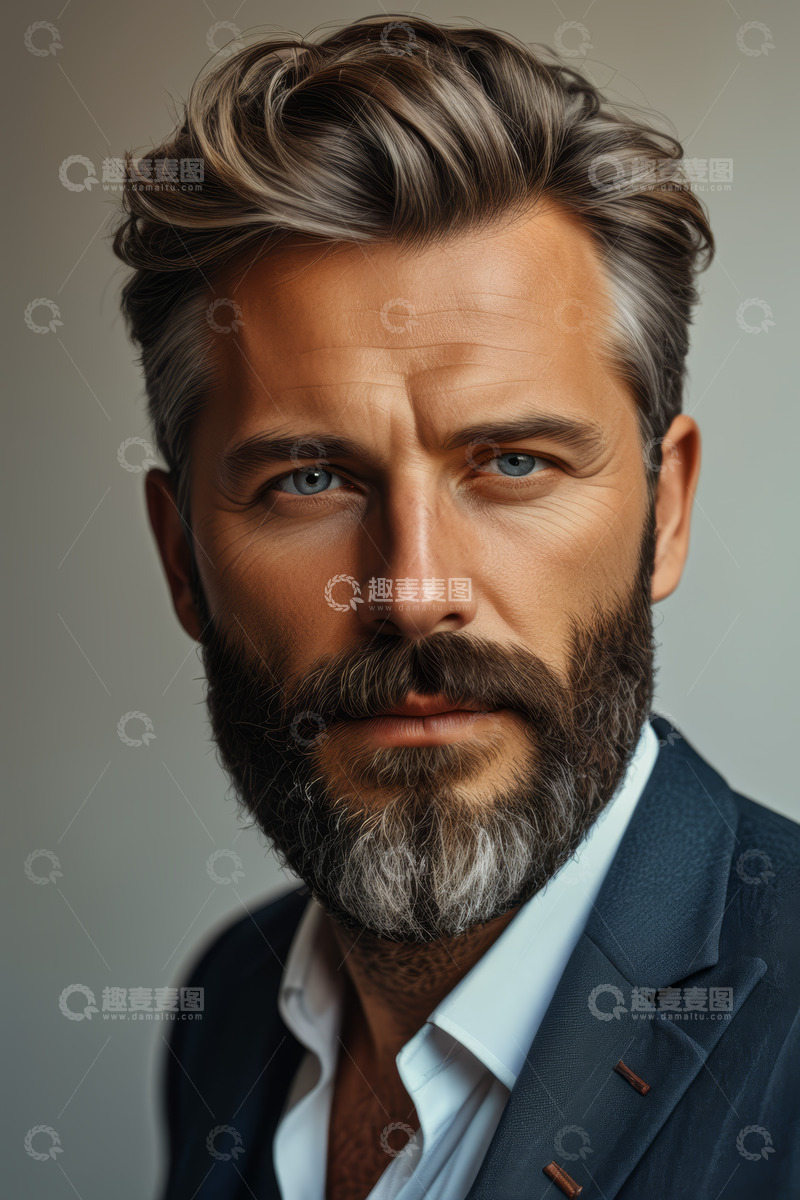 高清大图下载【趣麦麦图】西装男人面部特写肖像