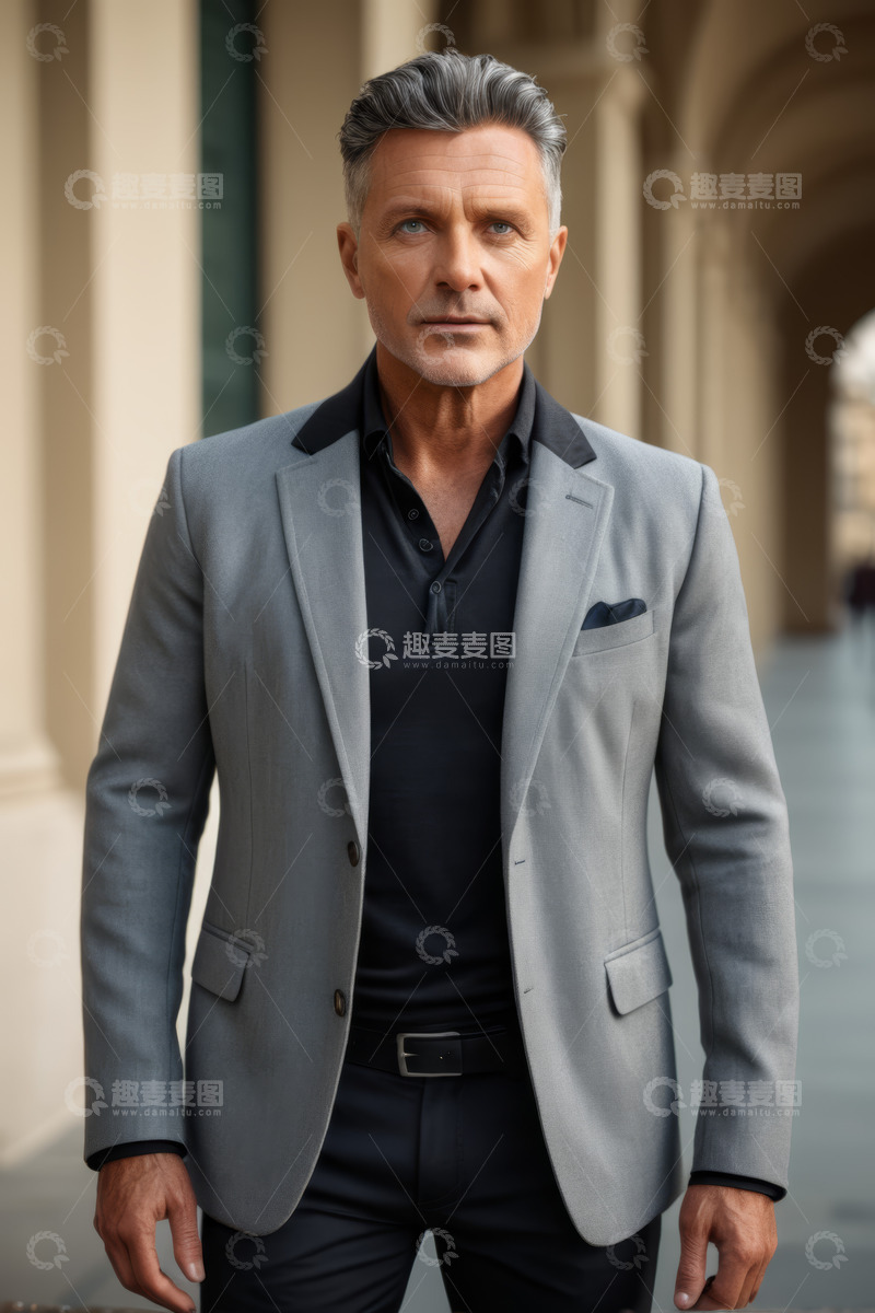 高清大图下载【趣麦麦图】穿着西装的成熟男性户外肖像