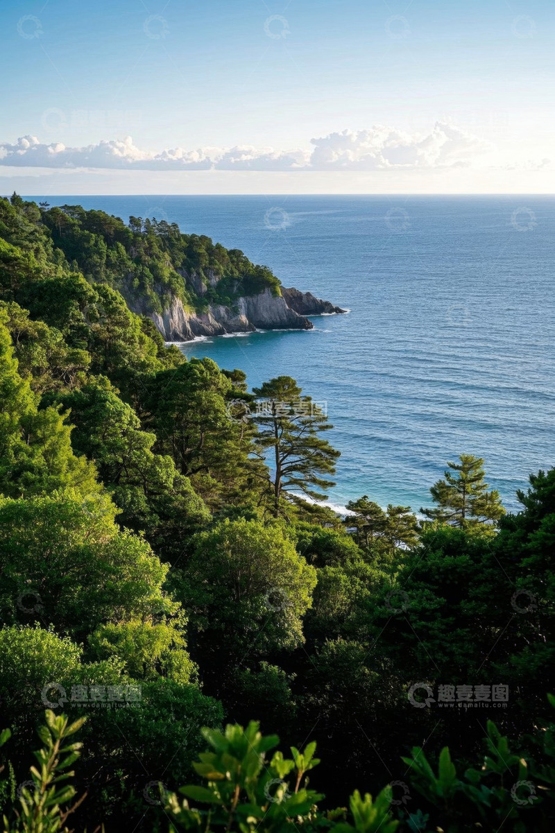 高清大图下载【趣麦麦图】山林环抱的蓝色海岸风光