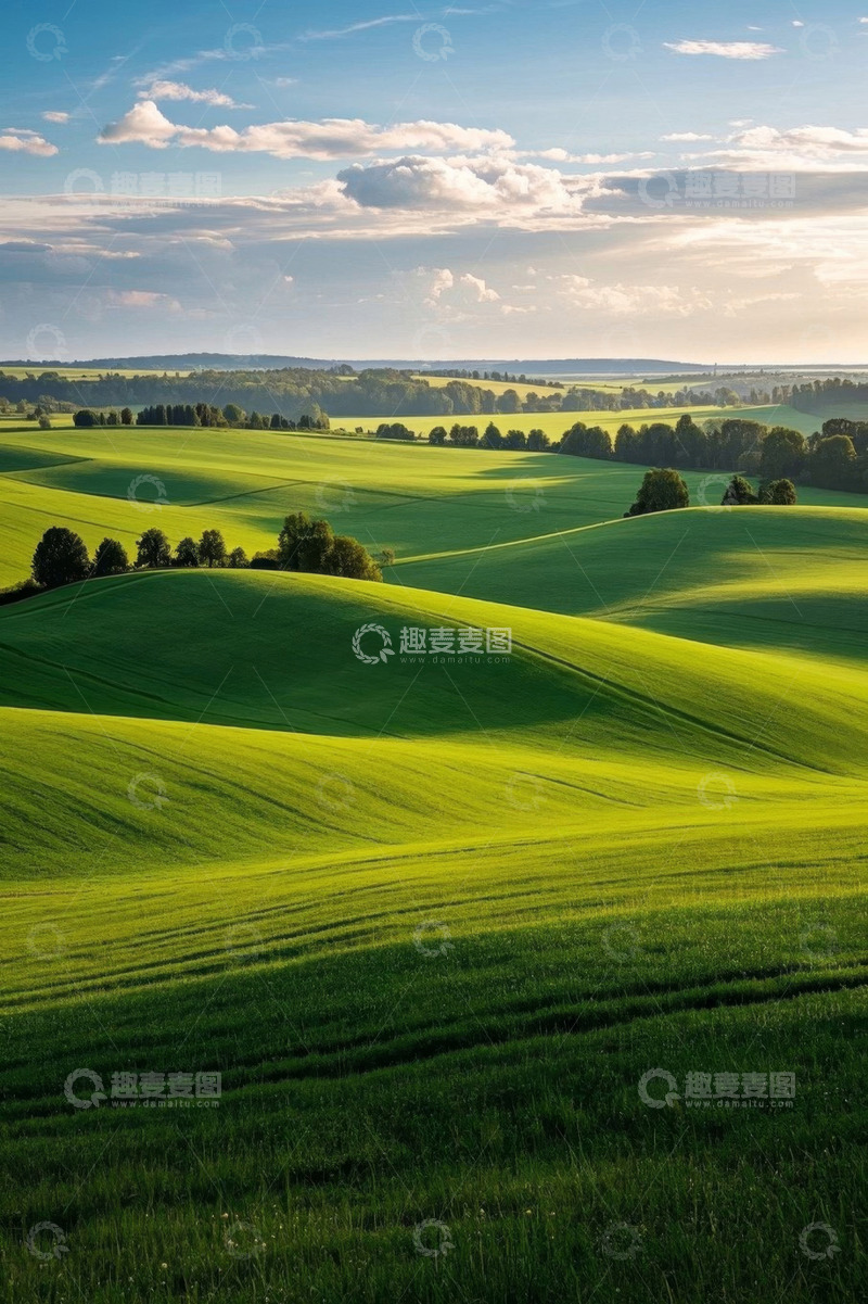 高清大图下载【趣麦麦图】广袤绿色田野田园风光