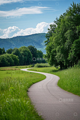 户外乡间蜿蜒道路自然风光