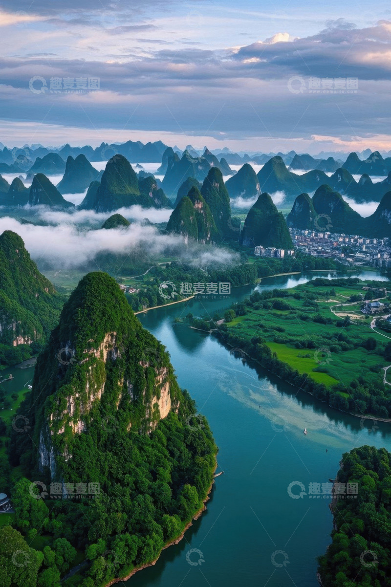 高清大图下载【趣麦麦图】桂林山水航拍全景