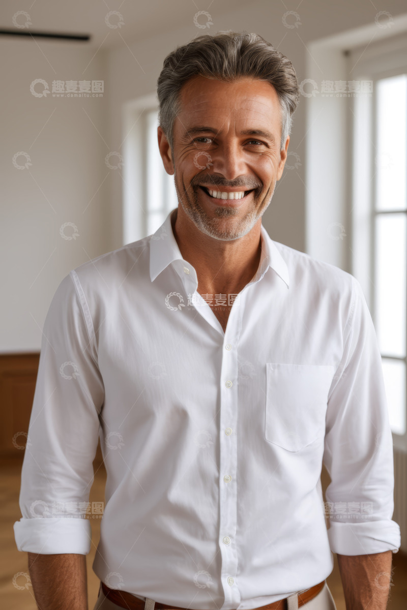 高清大图下载【趣麦麦图】微笑男士室内半身肖像