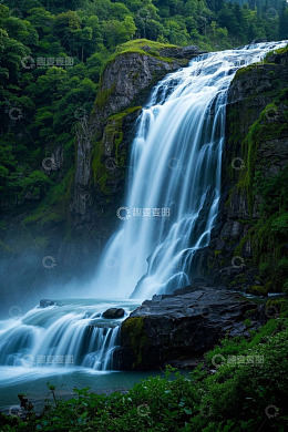 山间瀑布自然景观
