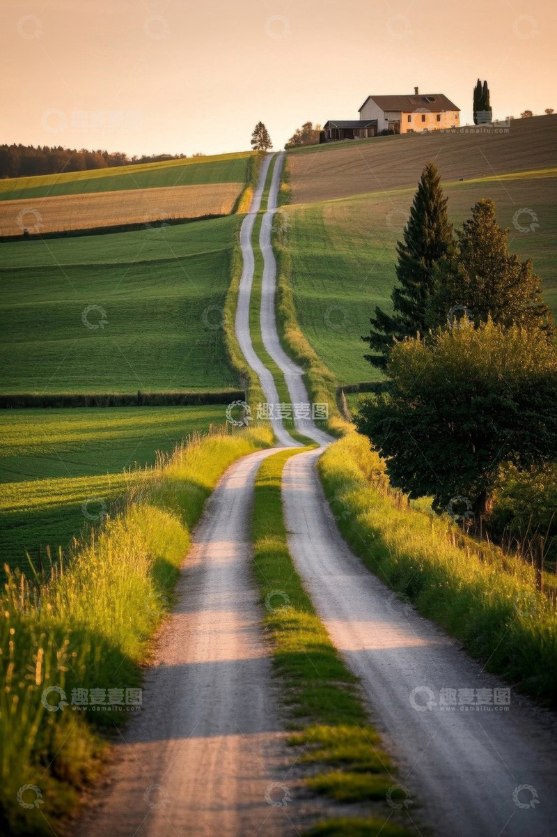 高清大图下载【趣麦麦图】乡村田野间的蜿蜒小路