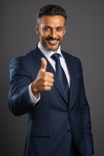 穿西装的商务男士竖大拇指