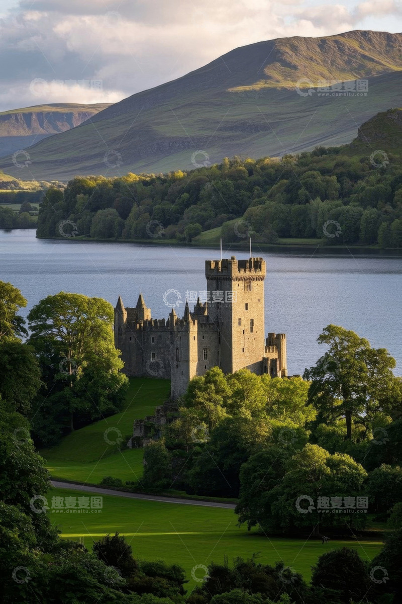 高清大图下载【趣麦麦图】湖畔城堡与自然风光景致