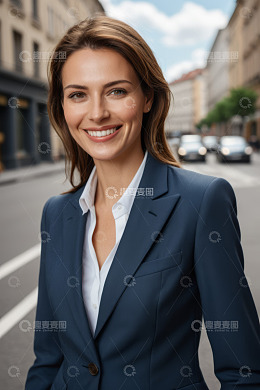 户外女商人微笑肖像