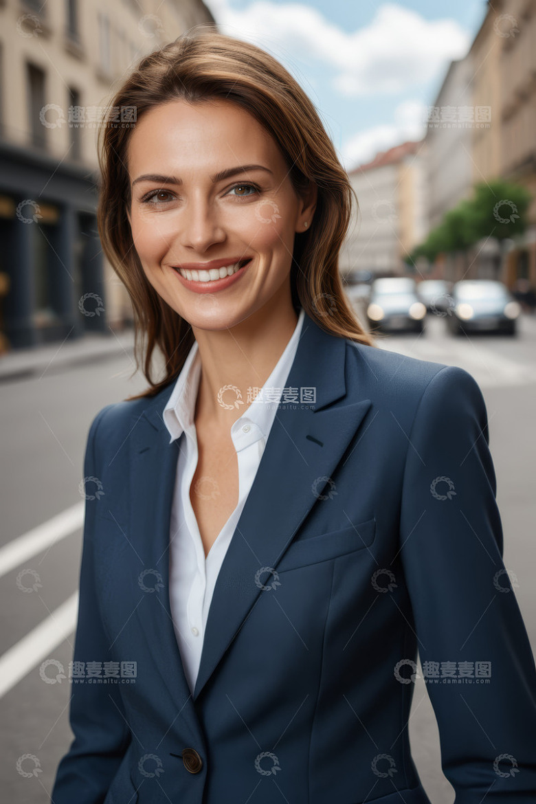 户外女商人微笑肖像