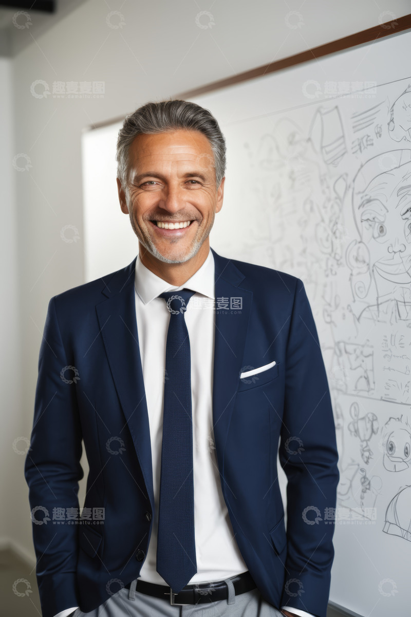 高清大图下载【趣麦麦图】穿西装的商务男士微笑站立