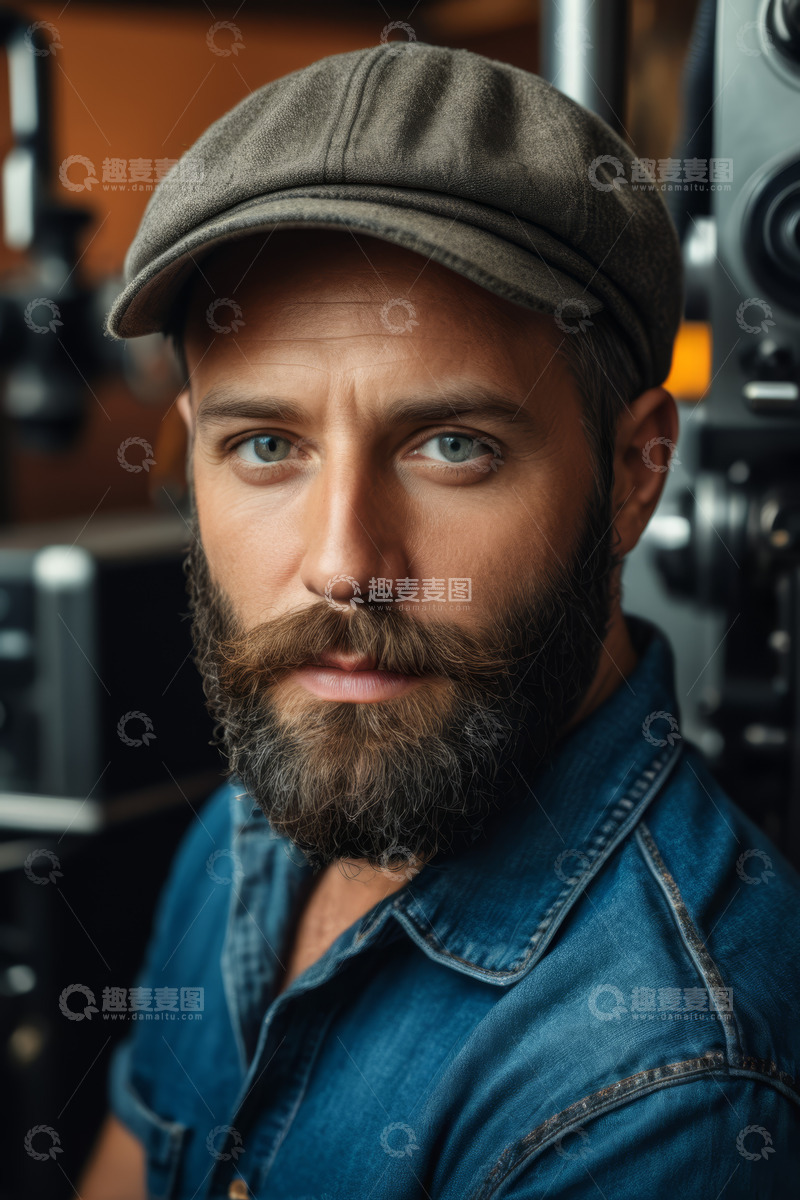 高清大图下载【趣麦麦图】戴帽留须男子肖像特写