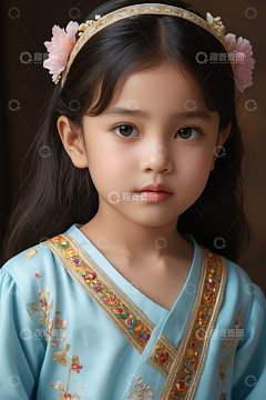 穿汉服的小女孩特写