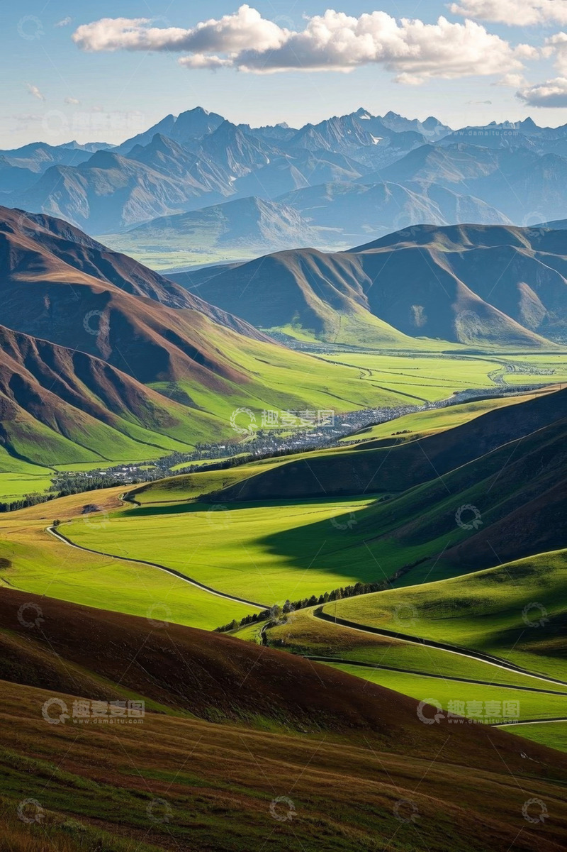 高清大图下载【趣麦麦图】山野间绿色田园风光