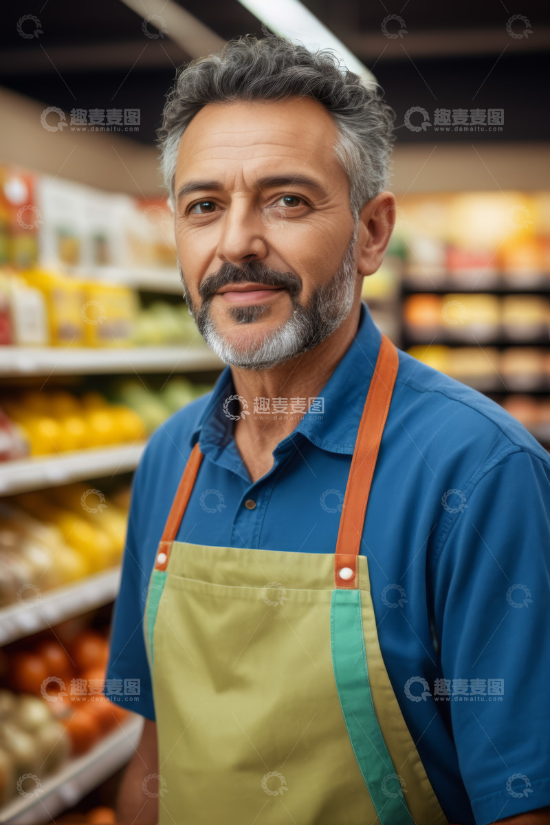 高清大图下载【趣麦麦图】超市工作人员半身照
