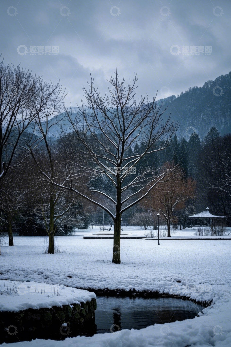 高清大图下载【趣麦麦图】冬日雪景公园自然景观