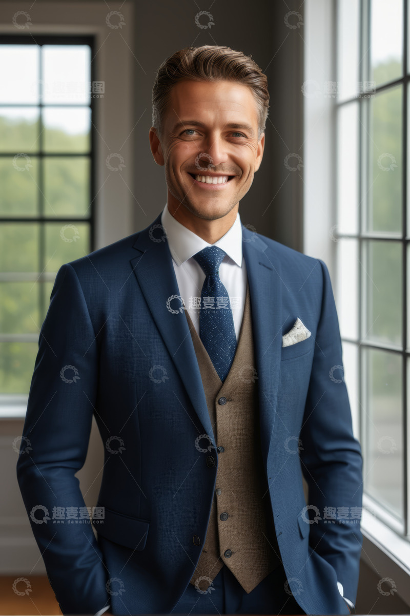 高清大图下载【趣麦麦图】穿西装微笑的商务男士