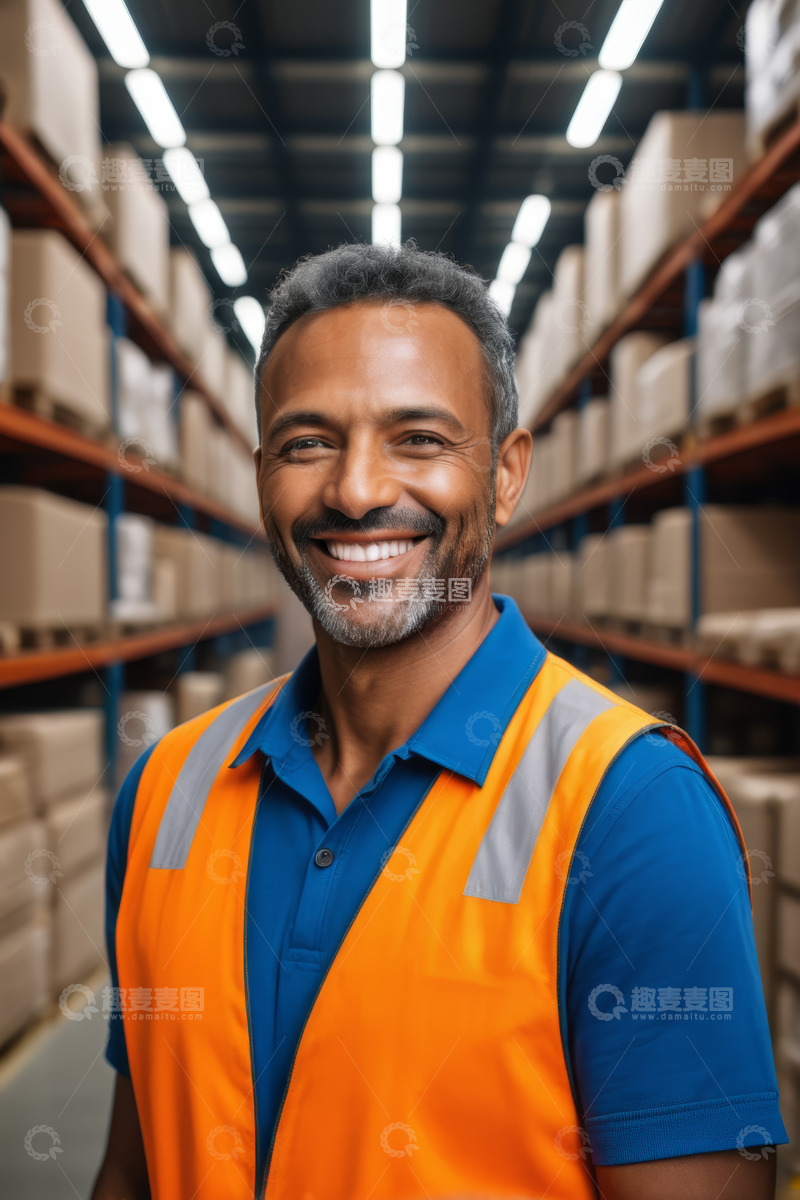 高清大图下载【趣麦麦图】仓库工人微笑近景
