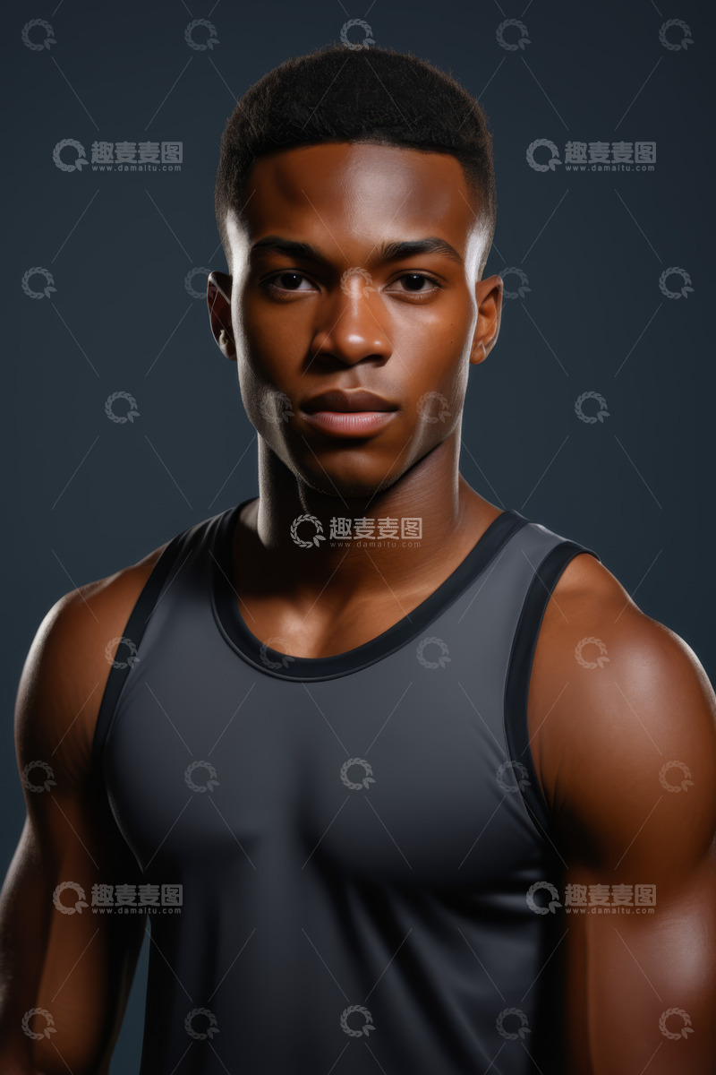 高清大图下载【趣麦麦图】穿着背心的黑人男性肖像