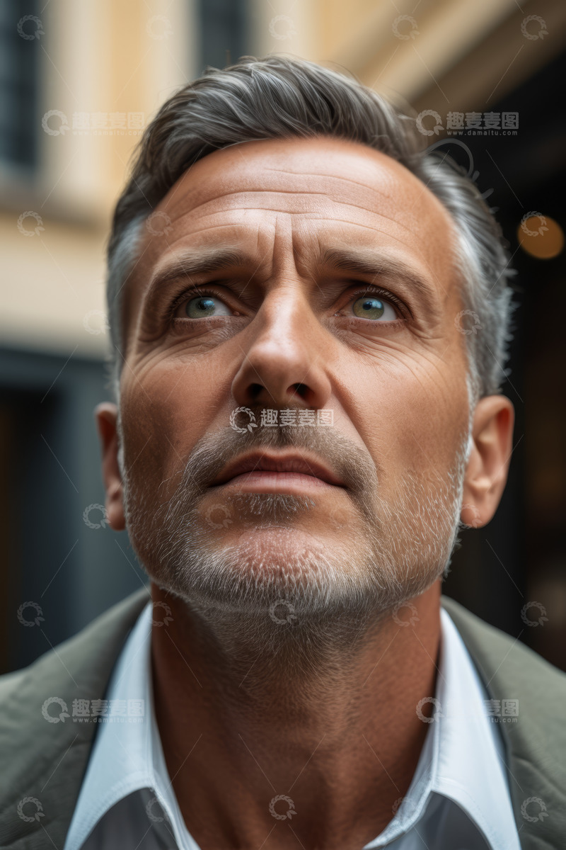 高清大图下载【趣麦麦图】成熟男性户外仰望特写