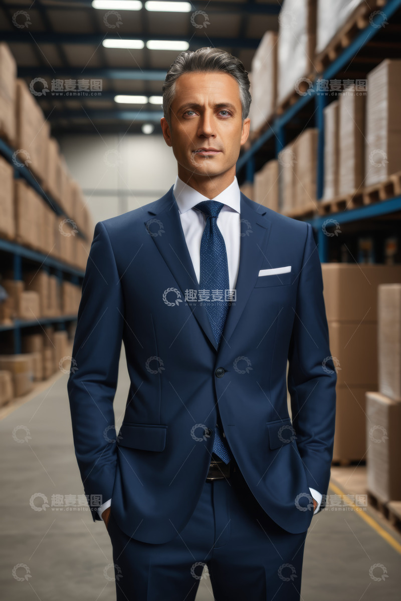高清大图下载【趣麦麦图】西装男士站立于仓库中