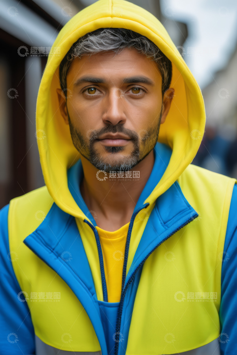 高清大图下载【趣麦麦图】穿连帽衫的男子肖像