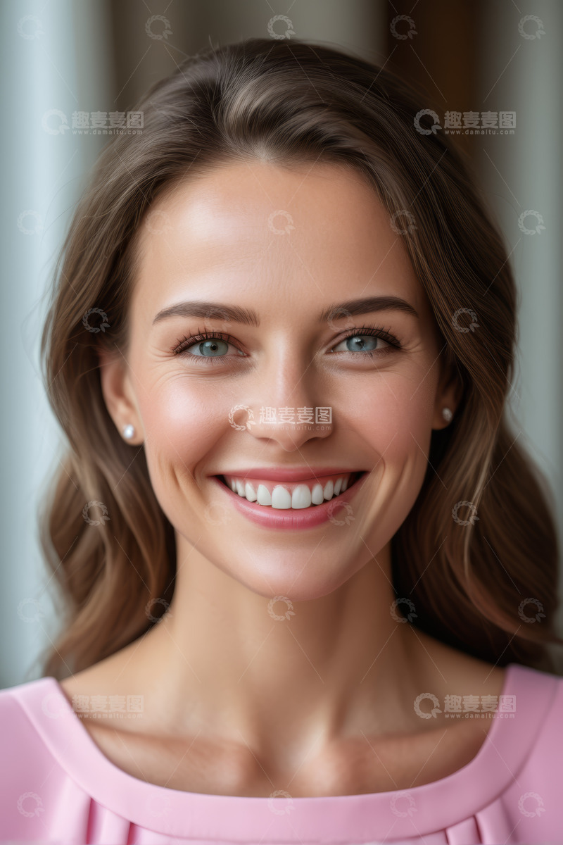 高清大图下载【趣麦麦图】微笑女性近景肖像
