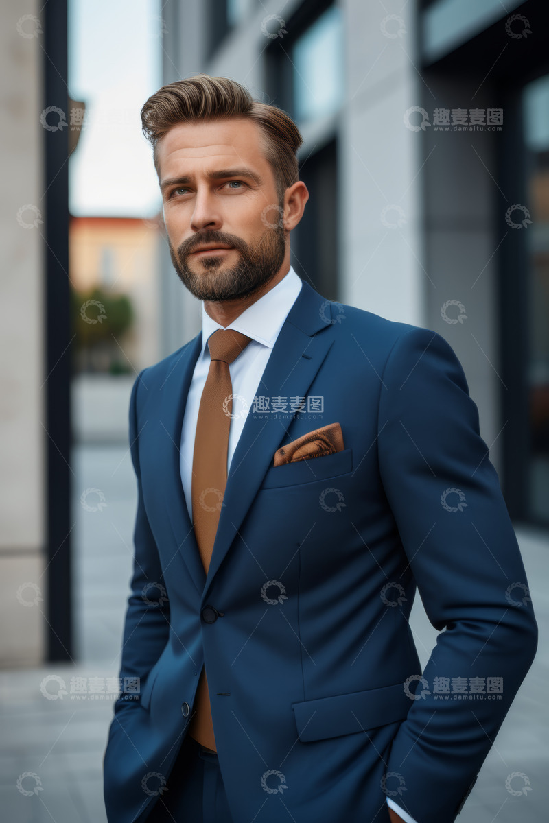 高清大图下载【趣麦麦图】身着西装的商务男士户外肖像